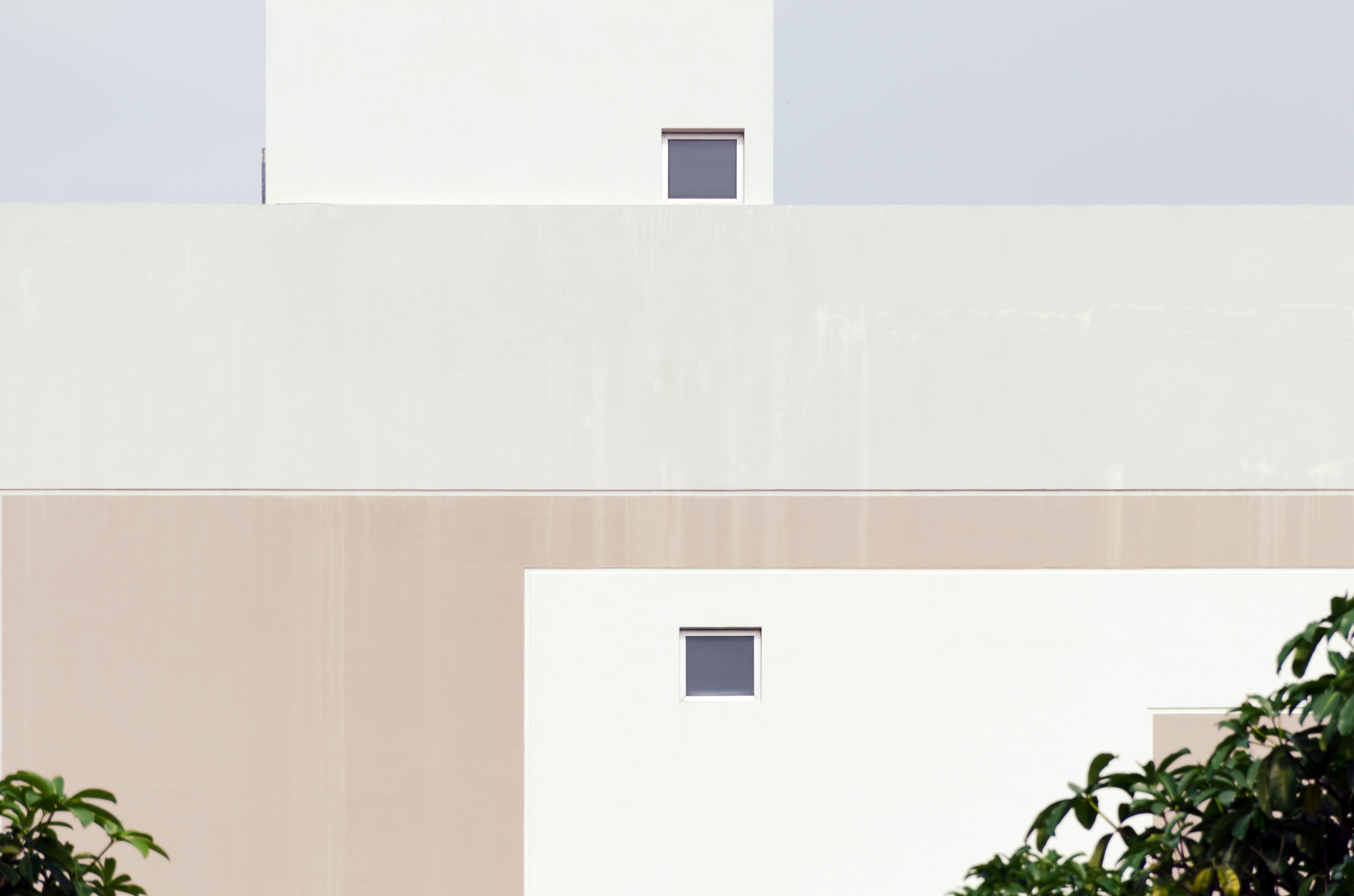 Building facade in cool pastel color